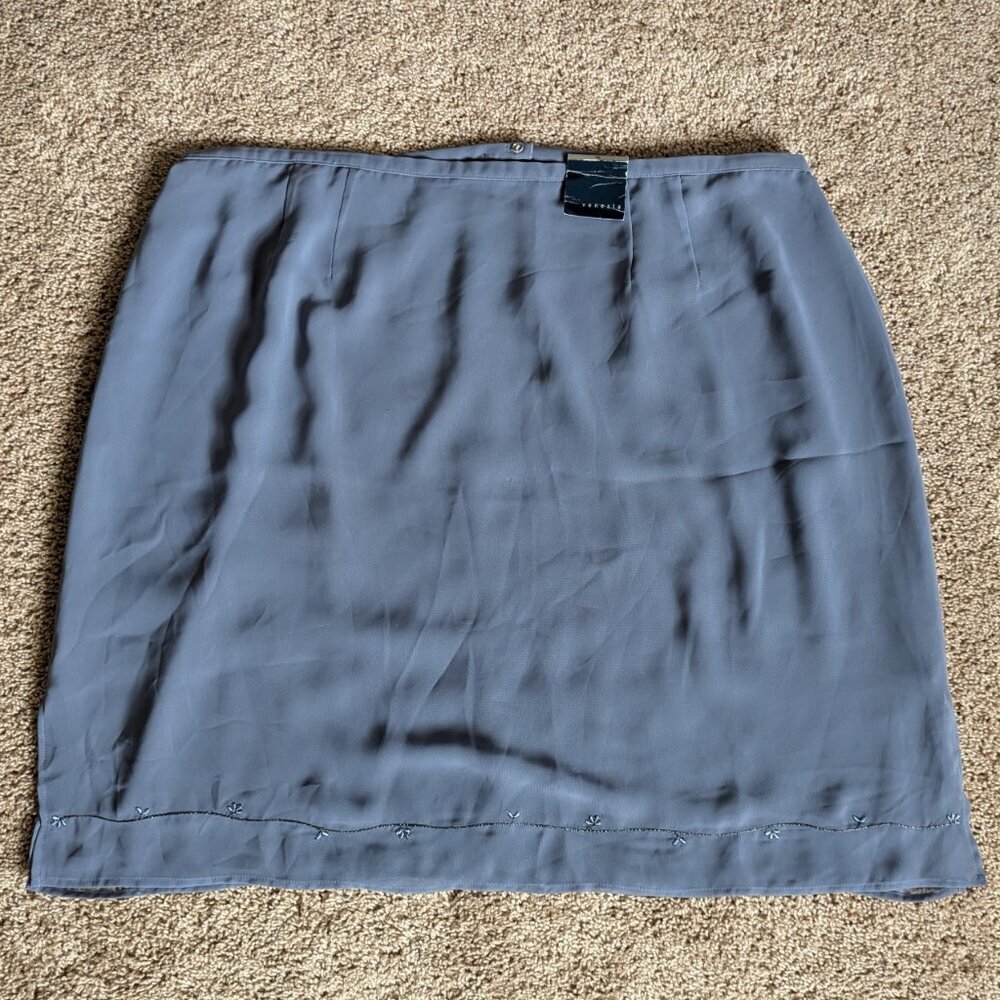 Venezia Skirt Womens Sz 26 Blue Short Chiffon Lined Embroidered Vintage Y2K NWT